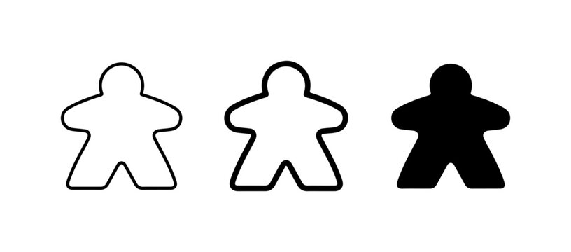 Meeple Icons, Board Game Pieces, Silhouette Figures, Vector Set