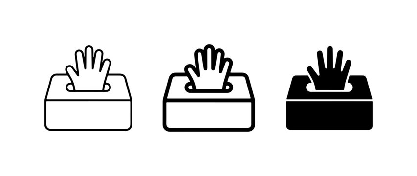 Tissue Box Icons, Facial Tissue Dispenser Vector Graphics, Paper Napkin Holder Set