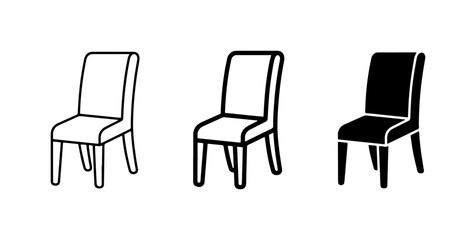 Fototapeta premium Modern Dining Chair Icons, Minimalist Furniture Vector Set, Simple Upholstered Seat Design