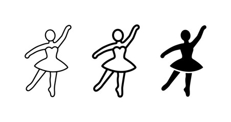 Ballet Dancer Icons, Elegant Silhouette and Outline Poses, Vector Art for Performance and Dance Themes © Monir