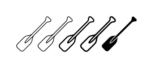 Oar Icons Set, Kayak Paddle Vector Graphics, Rowing Boat Oars, Water Sport Equipment © Monir