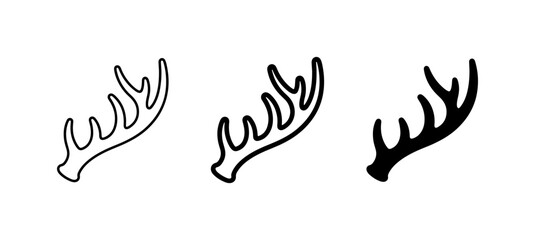 Fototapeta premium Antler Icons Set, Wildlife Silhouette Vector Graphics, Nature Element Symbols