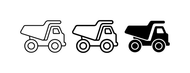 Dump Truck Icons, Construction Vehicle Vector Set, Heavy Machinery Graphics © Emon