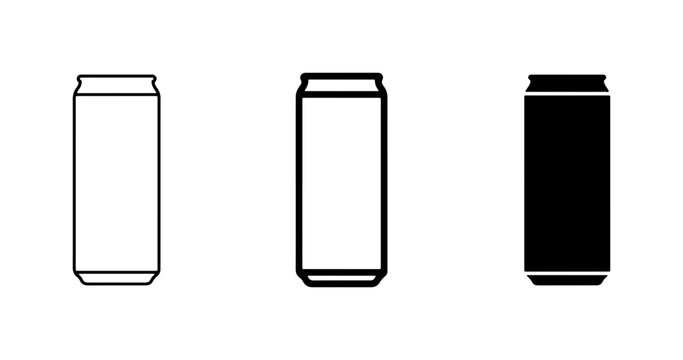 Soda Can Icons, Beverage Container Vector Graphics, Refreshment Drink Packaging Set
