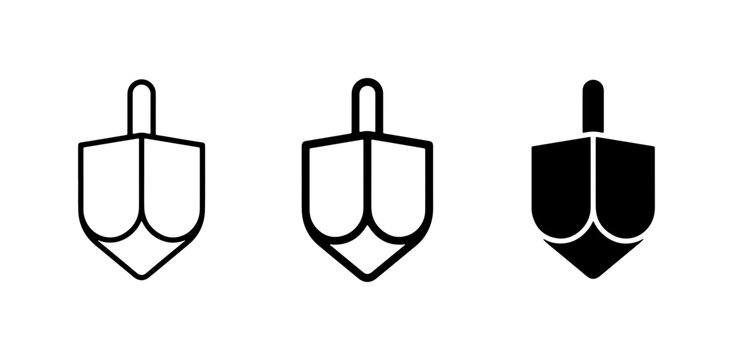 Dreidel Icons, Hanukkah Toy Symbols, Spinning Top Vector Graphics