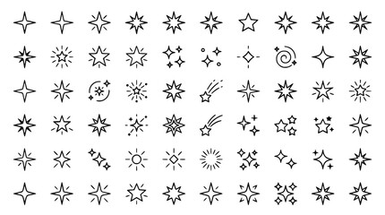Obraz premium Modern Sparkle and Star Icons Vector Collection with Twinkle Symbols and Emoji Style Elements
