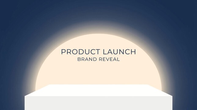New product launch event with brand reveal on a floating light box display platform