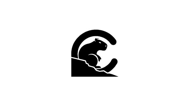 Black and white hamster logo design.