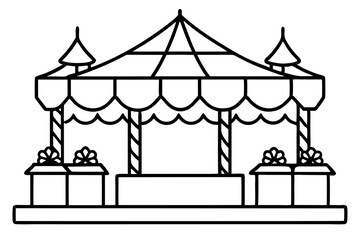 Fototapeta premium Christmas Fair Stall Hand-Drawn Vector