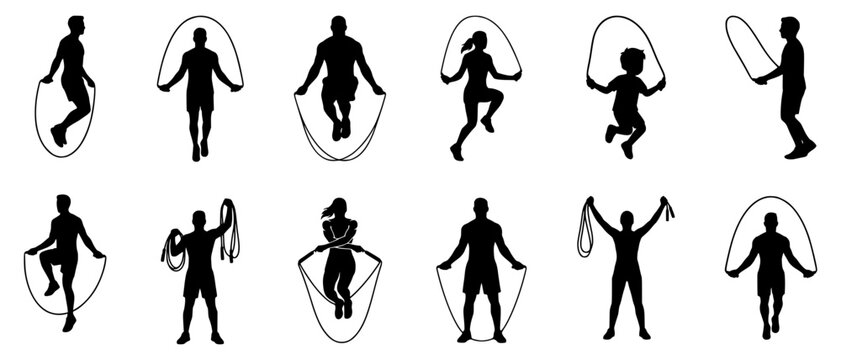 Skipping Rope Silhouette Bundle &ndash; Fitness Action Vector Collection