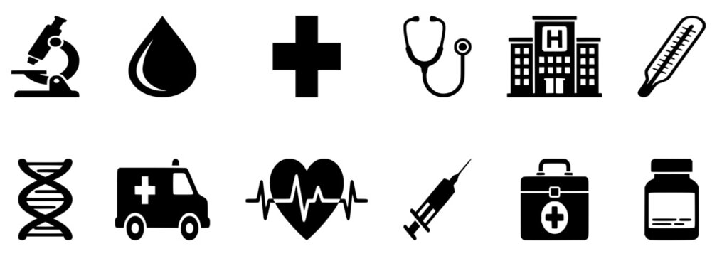 Medical Silhouette Bundle &ndash; Healthcare Symbols Vector Collection