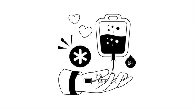 Blood Group Black and White MP4 Animation 