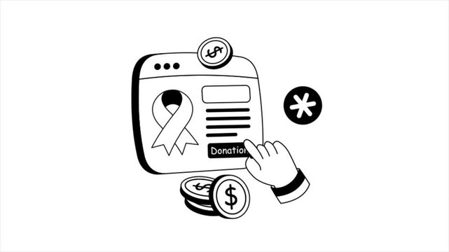 Online Donation Black and White MP4 Animation 