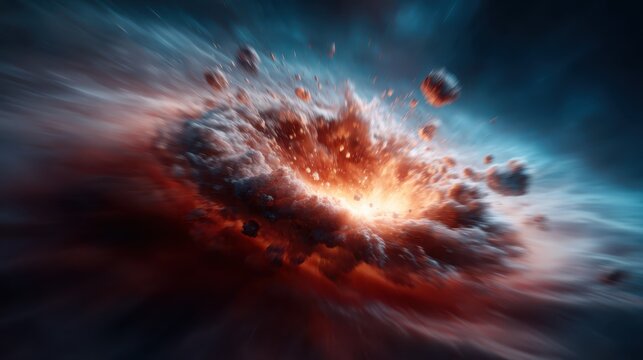 This image captures a spectacular cosmic explosion with vivid colors, showcasing the dynamic beauty of space and celestial phenomena in a breathtaking scene.