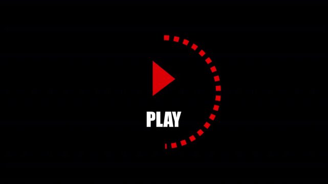 Animated play progress ring with circular loading indicator and media playback interface on dark background