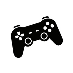 Black video game controller silhouette icon. © eko