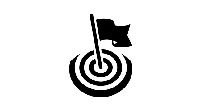 Black target with flag on bullseye.