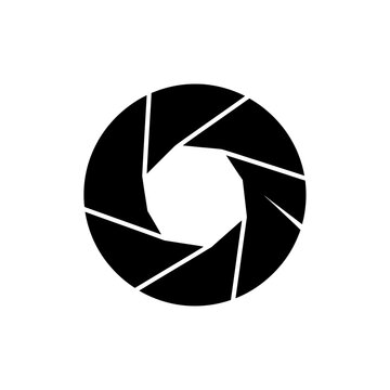Camera shutter icon in black.