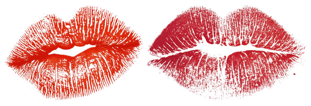 PNG Vibrant lipstick kiss prints on transparent background