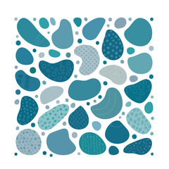 Fototapeta premium Abstract organic shapes pattern in blue and teal tones