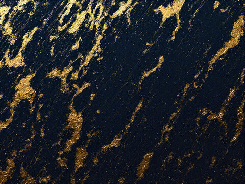 Luxury dark navy with gold foil leaf abstract geometric marbling and foil stamp