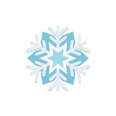 Blue Snowflake Winter Weather Symbol Isolated. © kevin