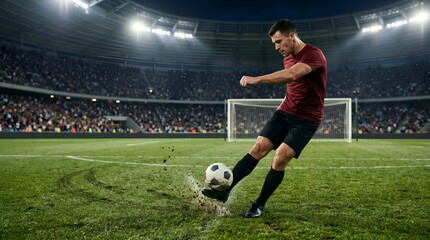 Naklejka premium soccer player kicking the ball