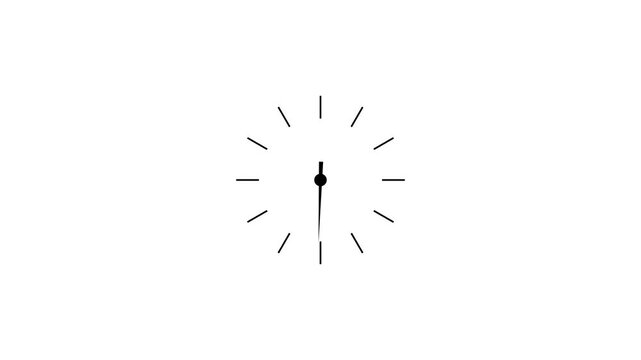 Clock spinning, watch animation on transparent background with alpha channel. Clock icon flat style 24 hours day and night fast speed with moving timer clock rotation.