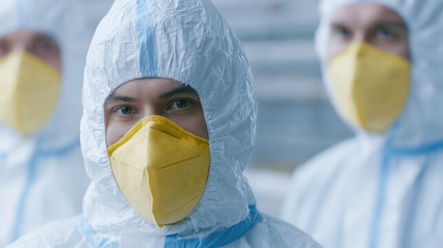 Bird flu outbreak field investigation, healthcare scientists in protective equipment examining poultry transmission risk, documentary editorial style