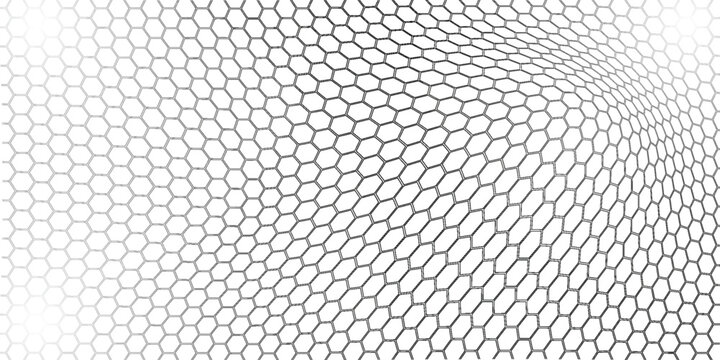 Abstract Hexagonal Honeycomb Mesh Network Pattern On White Background For Technology Design