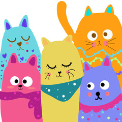 Cute Cats Family © Sisca