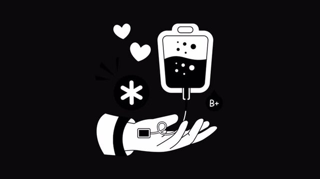 Blood Group Black and White Alpha Channel Animation