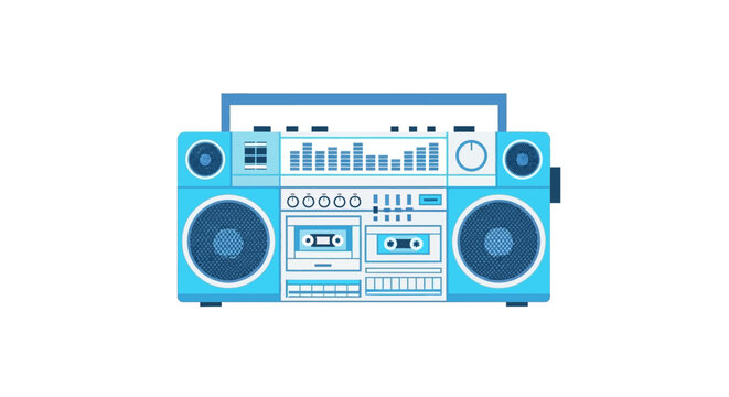 Retro Boombox Cassette Player: Vintage Audio Equipment, Music Machine
