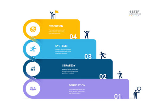 4 Step Loop Timeline Infographic Template Background with Business Process and Success Journey Concept