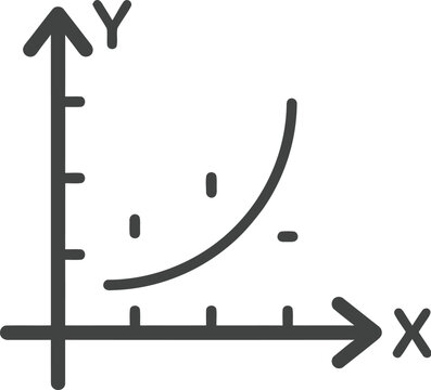 Scatterplot shows exponential data distribution on a standard mathematical.