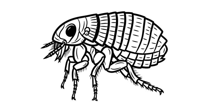 Detailed illustration of a flea insect with legs and antennae