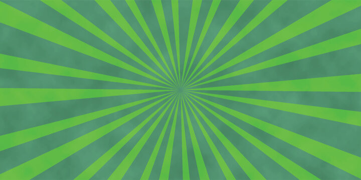 Handmade retro vintage light skin deep gren grain screen sunburst ray abstract background.Bright green rays sunburst vector background