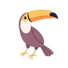 Fototapeta premium Whimsical Cartoon Toucan Bird with Large Yellow Beak in a Playful Pose