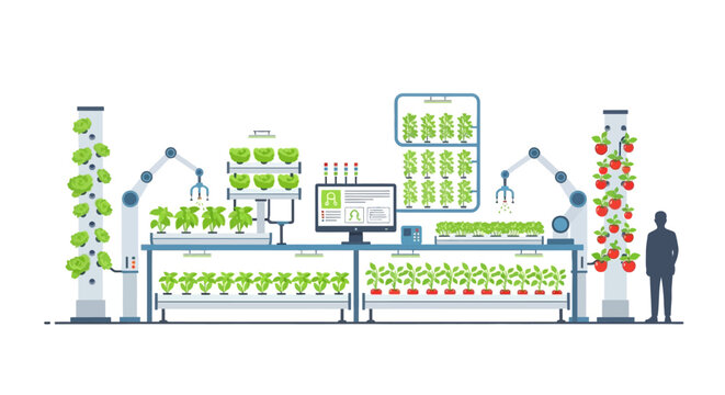 Smart Farming Vertical Hydroponic System with Robots and AI