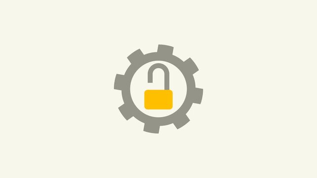 Padlock with gear icon animation. lock icon protection safety security privacy password concept. Security lock or padlock icon animation