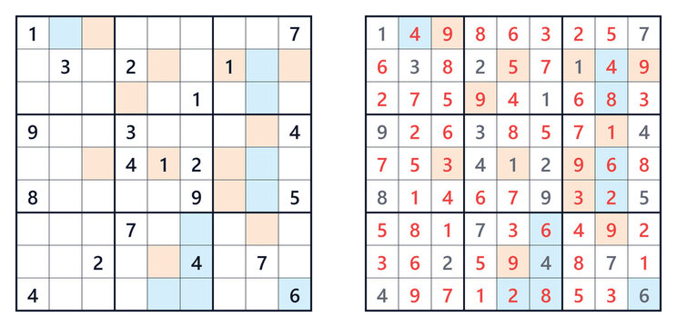 Sudoku puzzle with even and odd hints 9x9 expert level for adults printable with answers A4