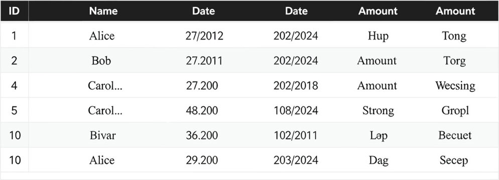 Data table displays various user entries with their corresponding dates and financial.