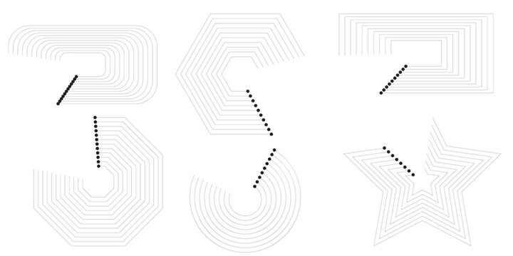 Modern digital futuristic wireframe corridor tunnel icons bundle and creative technology optical illusion geometry identity design asset. Minimalist retro cosmic portal contour emblem graphics, presen
