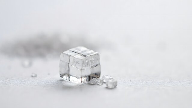 Macro photograph of single sea salt crystal &ndash; Ideal for gourmet food packaging, clean beauty branding, or science articles.