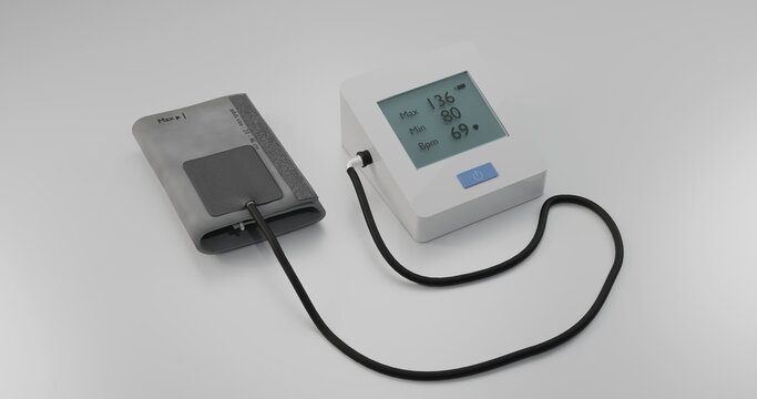 3d model of a generic sphygmomanometer with a pressure cuff for blood pressure measurement. Not AI generated