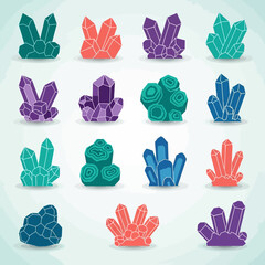 Fototapeta premium Vibrant crystal clusters in various colors for design projects