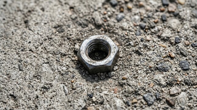 Steel Nut Embedded in Concrete &mdash; Industrial
