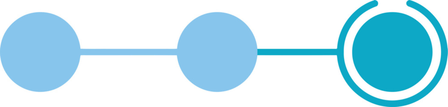 Progress bar with circular nodes illustrates the sequential steps of a structured project timeline.