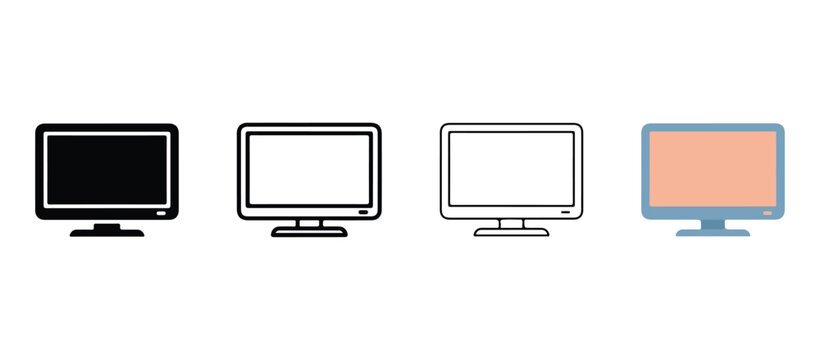 computer monitors with different screen colors on white background  technology and design concept