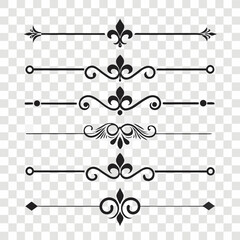 Calligraphic dividers with fleur de lis flourish. © mil